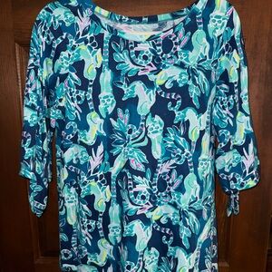 Lilly Pulitzer Blue and Green Patterned Top